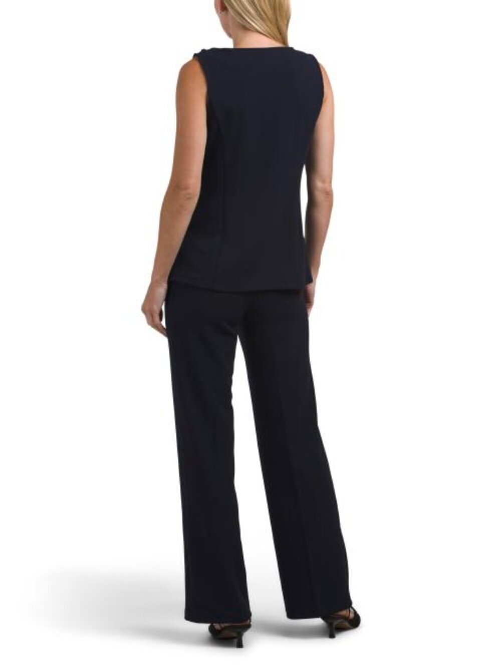 CHLOE & JASMINE 2pc Tortoise Trim Vest And Pintuck Pants Set - Picture 2 of 3